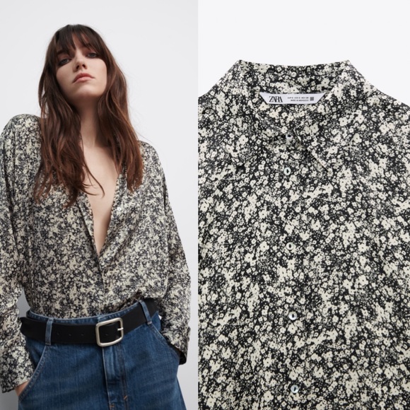 NEW ZARA PRINTED SATIN SHIRT - Picture 1 of 3